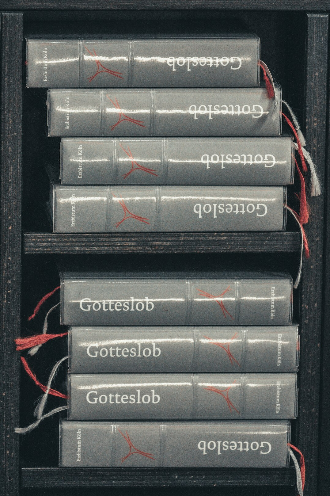 Old leather bound books on a shelf