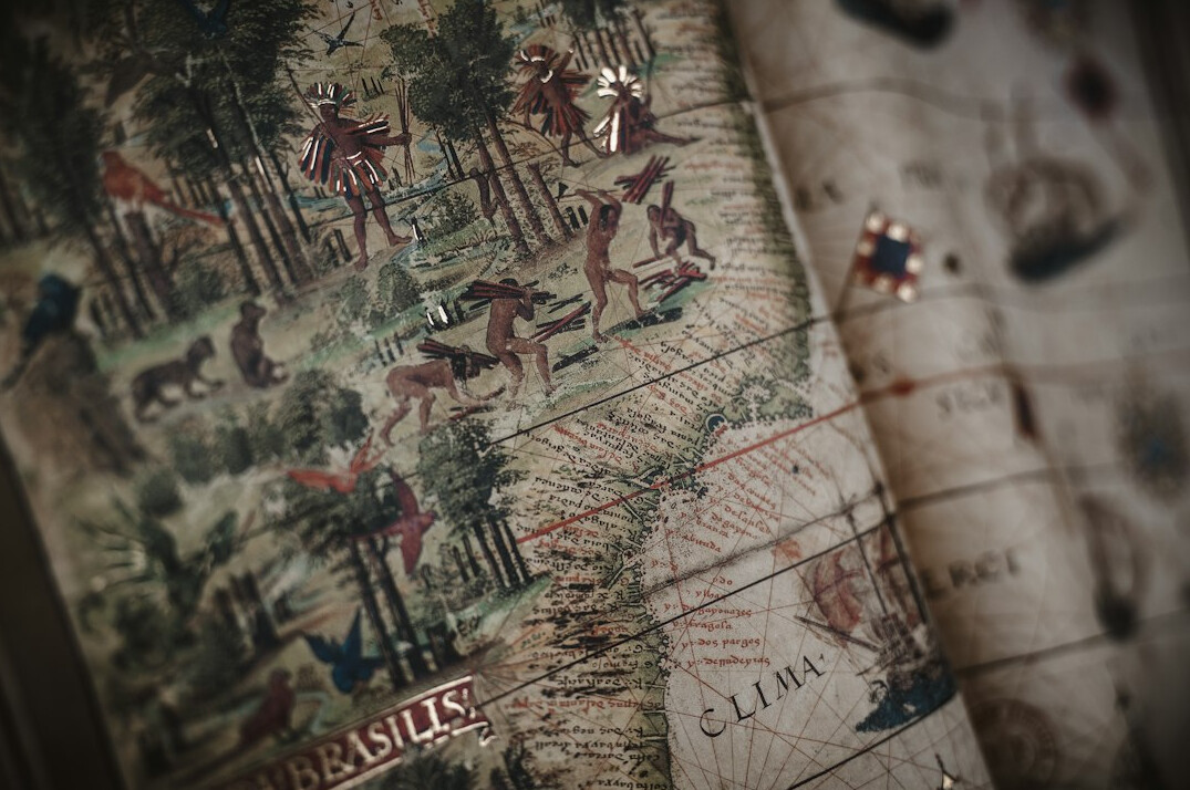 Vintage map spread on a table